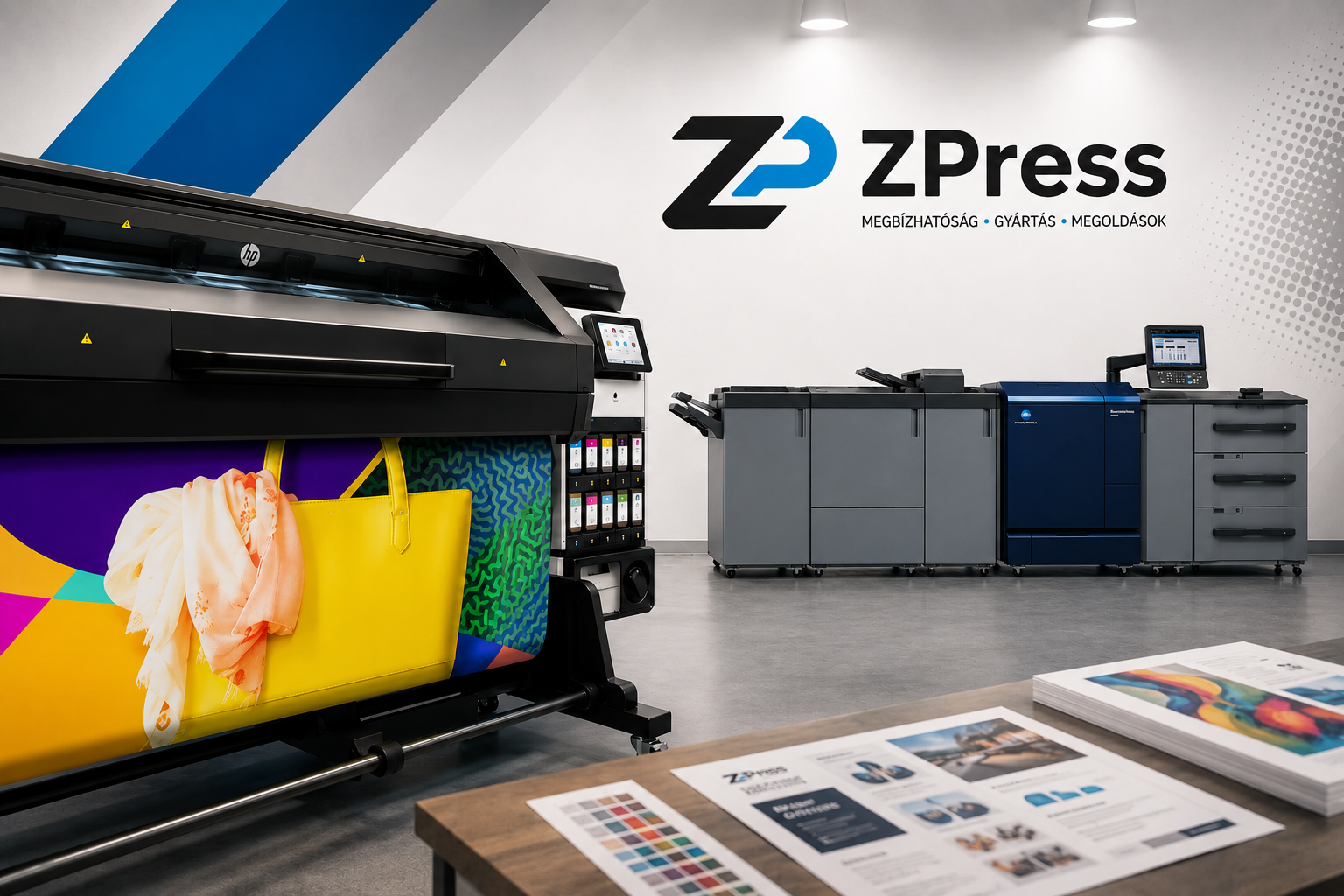 ZPress bérgyártási géppark – HP Latex és Konica Minolta nyomtatási technológia